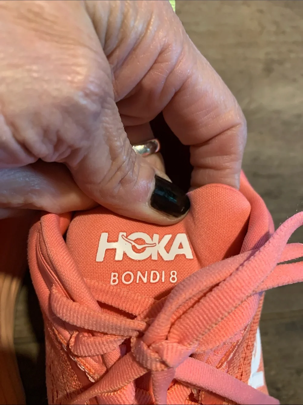 Like New Hoka Bondi 8 Coral/Papaya Running Shoes - Picture 8 of 11